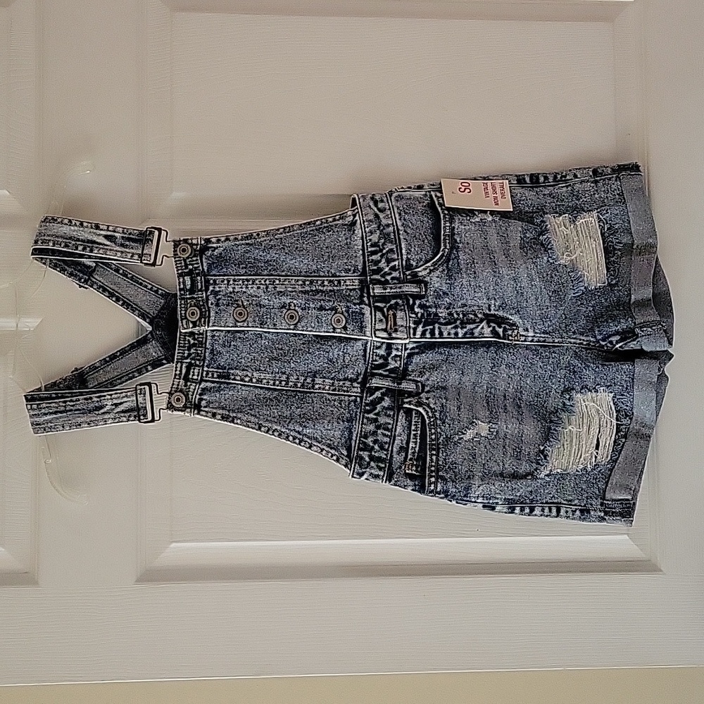 Denim short overalls